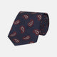 The Turnbull & Asser Navy and Burgundy Floating Paisley Silk Tie is shown rolled up, displaying its repeating paisley design on a plain white background.