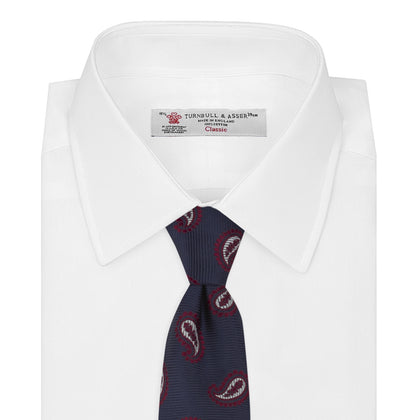 Navy and Burgundy Floating Paisley Silk Tie Image 1