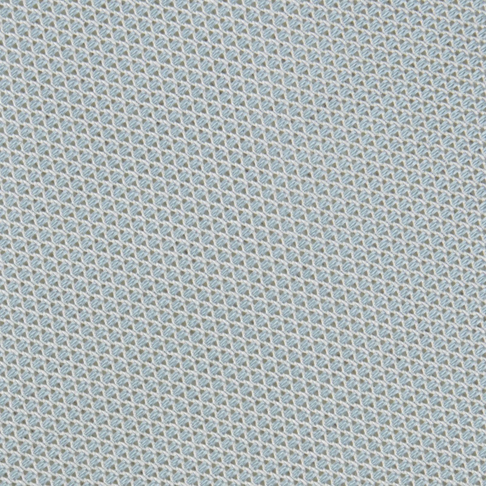View 3 of product A neatly rolled Turnbull & Asser Light Blue Grenadine Silk Tie, featuring a subtle textured weave, displayed on a white background.