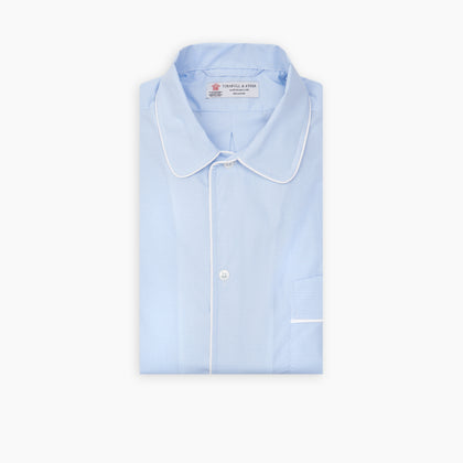 Sky Blue Micro-Check Cotton Nightshirt Image 4
