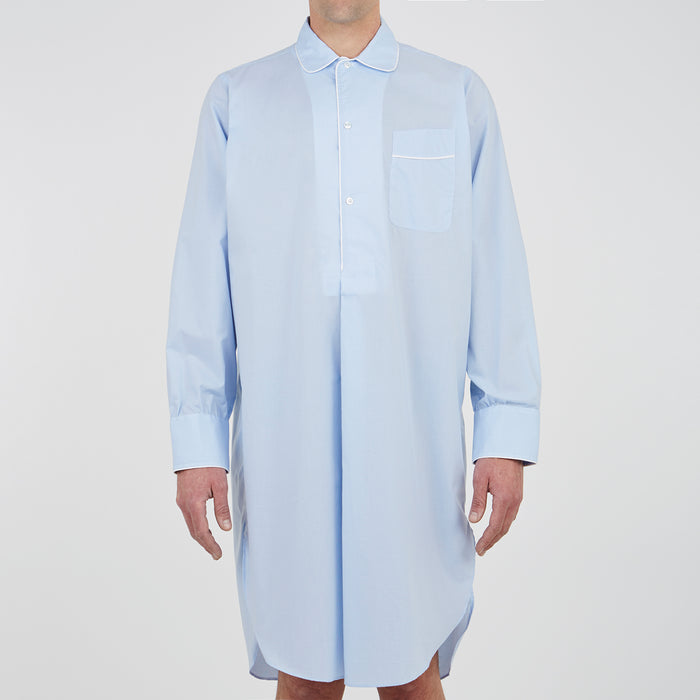 Sky Blue Micro-Check Cotton Nightshirt Image 1