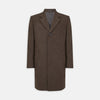 View 1 of product The Hopton Brown Herringbone Wool Coat by Turnbull & Asser is displayed against a white background.