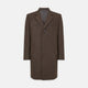 The Hopton Brown Herringbone Wool Coat by Turnbull & Asser is displayed against a white background.