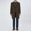 View 2 of product The Hopton Brown Herringbone Wool Coat by Turnbull & Asser is displayed against a white background.