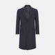 The Turnbull & Asser Navy Lambswool Joseph Overcoat, a men's knee-length coat with notched lapels, a single-breasted front, and three flap pockets per side, is shown against a plain white background.