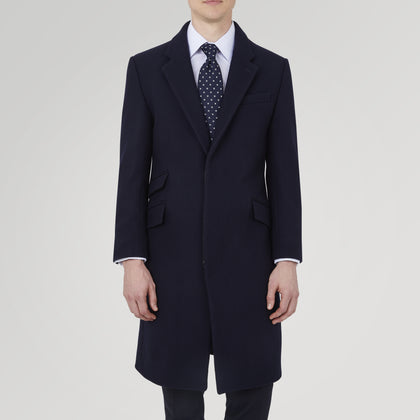 Navy Lambswool Joseph Overcoat Image 1