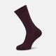 A single Burgundy Short Cotton Sock by Turnbull & Asser, featuring a ribbed texture and lustrous finish, is displayed upright against a plain white background.