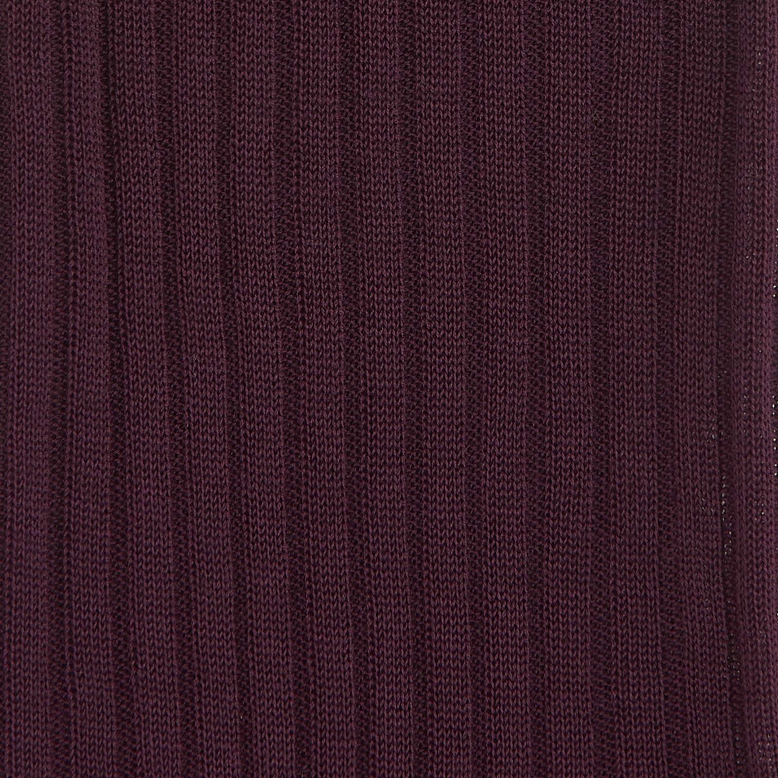 View 2 of product A single Burgundy Short Cotton Sock by Turnbull & Asser, featuring a ribbed texture and lustrous finish, is displayed upright against a plain white background.