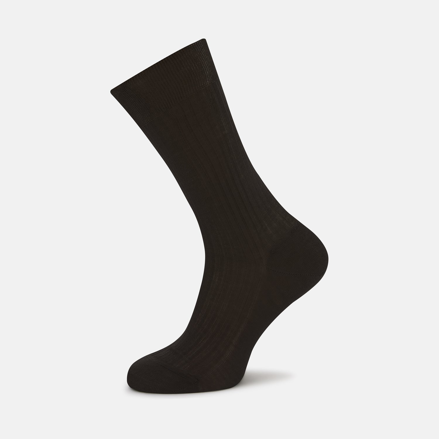 View 1 of product A single Chocolate Brown Short Cotton Sock from Turnbull & Asser is displayed upright against a plain white background, crafted for comfort and style.