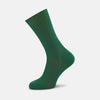 View 1 of product A single Clover Green Short Pure Cotton Sock by Turnbull & Asser, featuring a ribbed texture and crafted from premium cotton, is displayed against a plain white background.