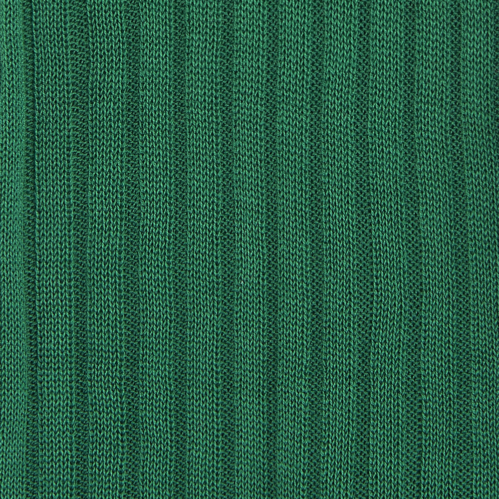 A single Clover Green Short Pure Cotton Sock by Turnbull & Asser, featuring a ribbed texture and crafted from premium cotton, is displayed against a plain white background.