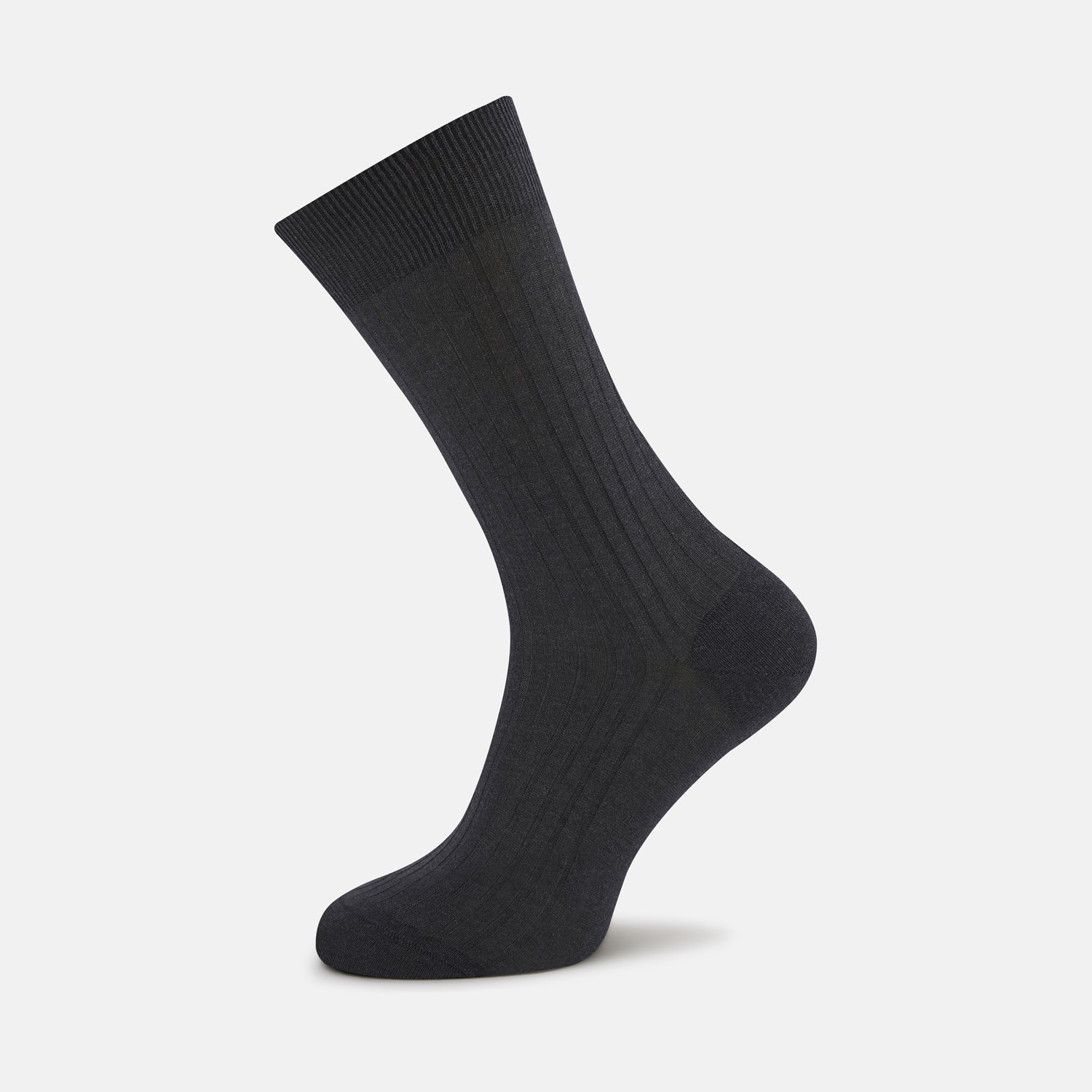View 1 of product A single Turnbull & Asser Dark Grey Short Cotton Sock for men is displayed upright against a plain light background.