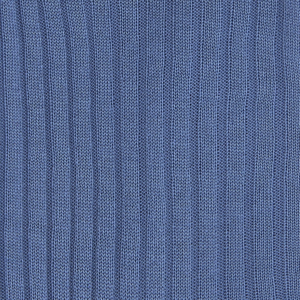 A single Denim Blue Short Pure Cotton Sock by Turnbull & Asser is shown upright against a light background.