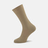 View 1 of product A single Light Khaki Short Pure Cotton Sock by Turnbull & Asser stands upright on a plain white background, with the foot and leg slightly angled to the side.