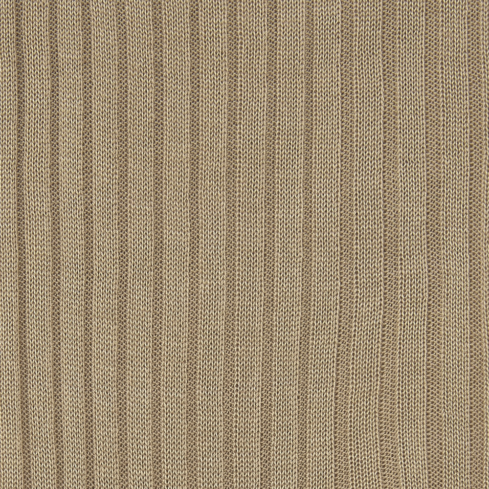 A single Light Khaki Short Pure Cotton Sock by Turnbull & Asser stands upright on a plain white background, with the foot and leg slightly angled to the side.