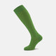 A single Turnbull & Asser Green Long Merino Wool Sock is shown in side profile on a white background, its ribbed texture and snug fit visible—ideal for those seeking luxury men's socks.