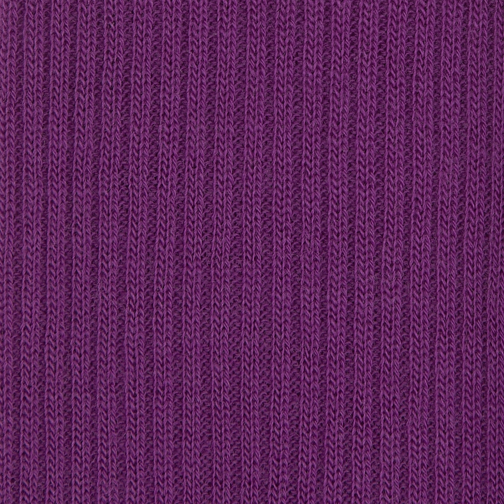A single Magenta Long Merino Wool Sock by Turnbull & Asser is displayed side-on against a neutral background, showcasing its ribbed design, visible foot and calf, and representing the comfort and style of luxury men's socks.
