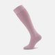 The Turnbull & Asser Dusky Pink Long Cotton Sock, crafted from premium Fil d’Ecosse Egyptian cotton with a ribbed texture, is shown standing upright on a white background in a side view.