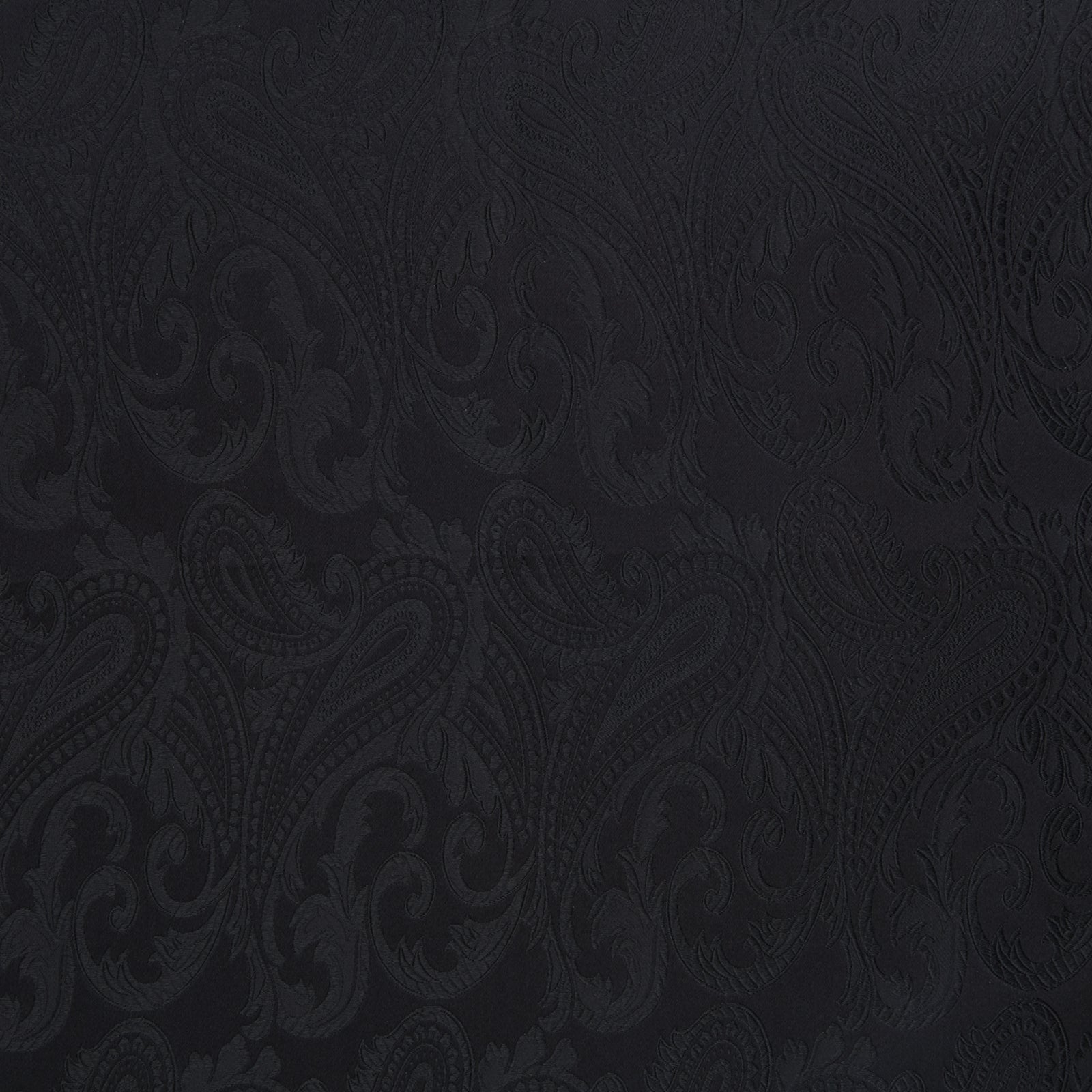 View 3 of product The Turnbull & Asser Black House Paisley Hand-Rolled Silk Pocket Square is elegantly folded to showcase both sides—a refined accessory, ideal for black tie attire.
