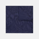 The Navy House Paisley Hand-Rolled Silk Pocket Square by Turnbull & Asser, shown folded to display its pattern against a white background, adds an elegant touch to black tie attire.