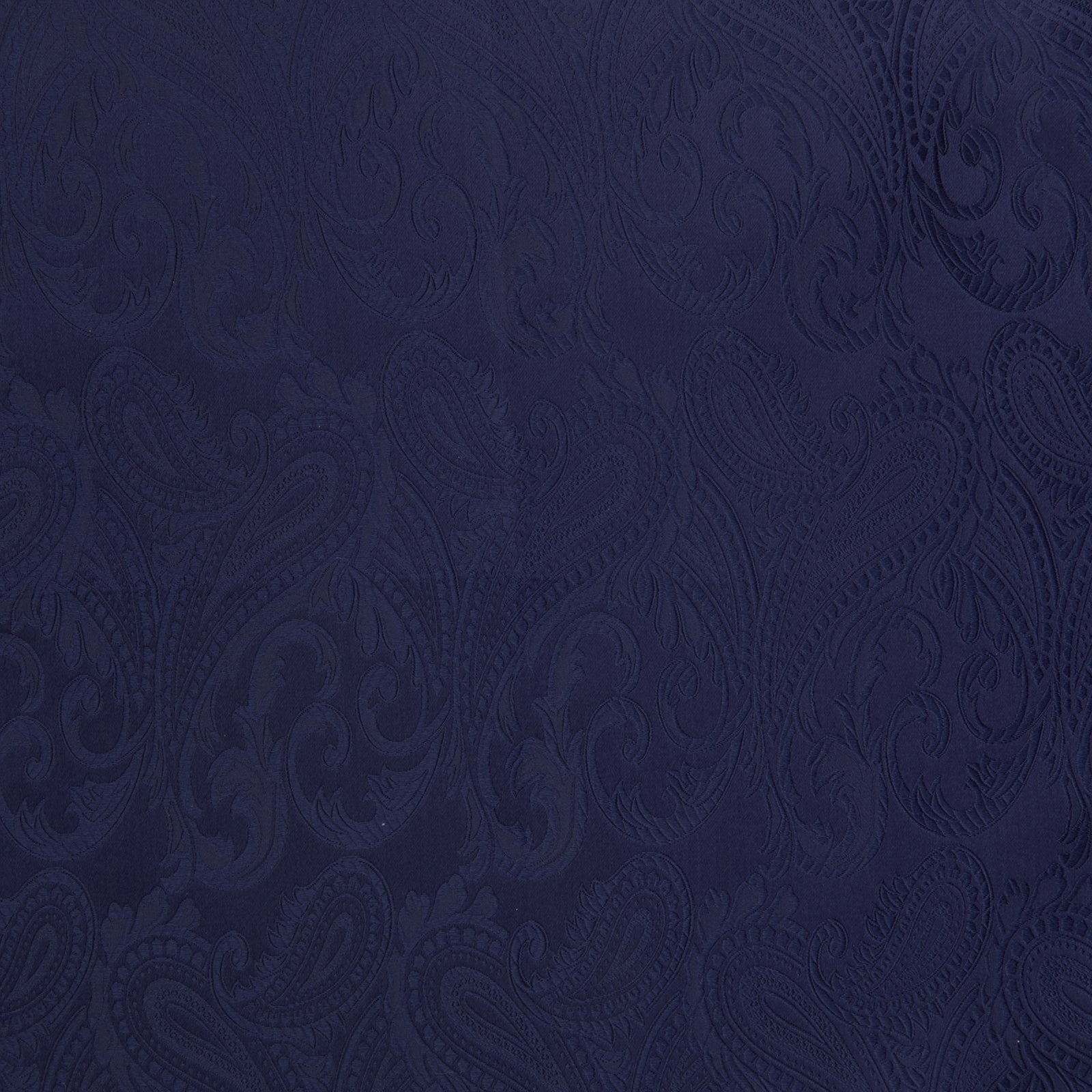 View 3 of product The Navy House Paisley Hand-Rolled Silk Pocket Square by Turnbull & Asser, shown folded to display its pattern against a white background, adds an elegant touch to black tie attire.
