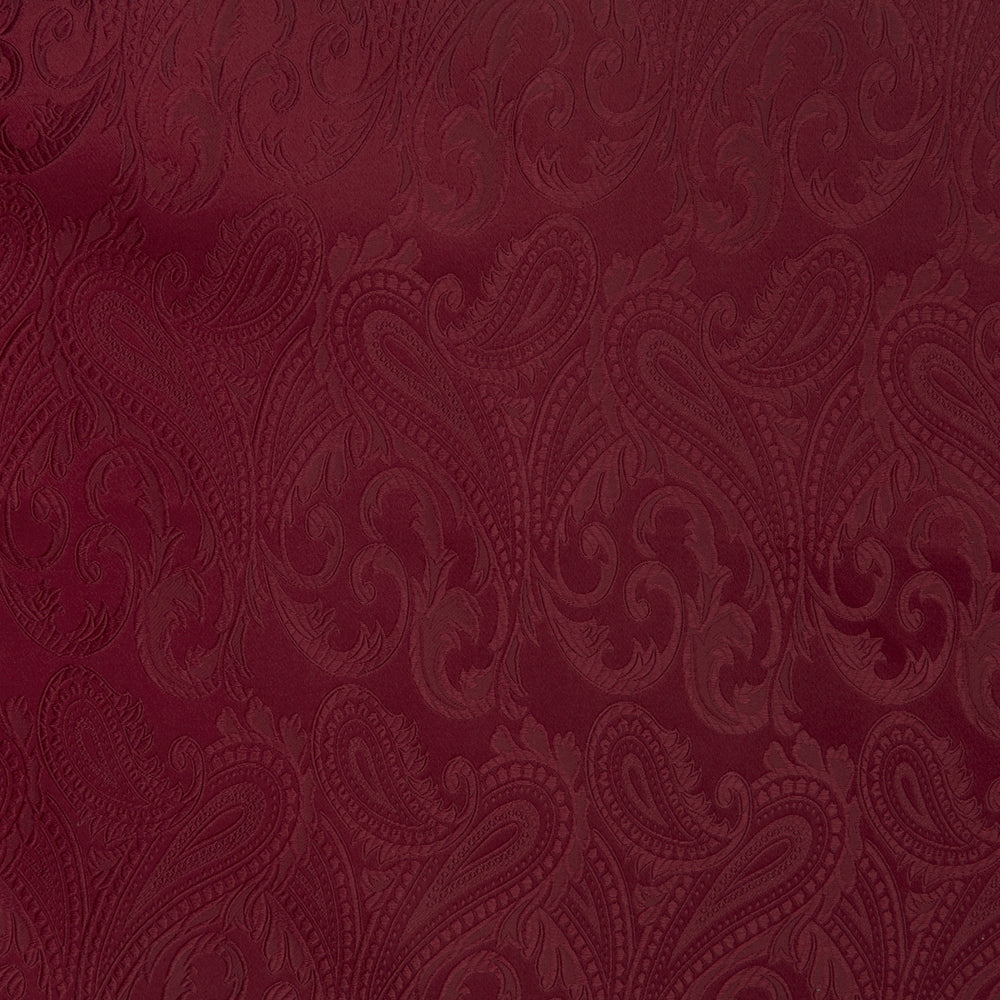 The Turnbull & Asser Burgundy House Paisley Hand-Rolled Silk Pocket Square features elegant paisley silk, expertly hand-rolled edges, and a classic fold—ideal for elevating black tie attire.