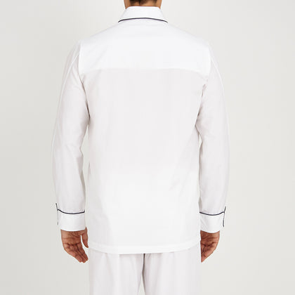 White Piped Cotton Pyjama Set Image 2