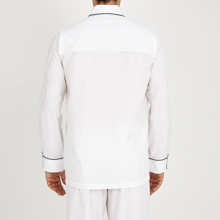White Piped Cotton Pyjama Set Image 2