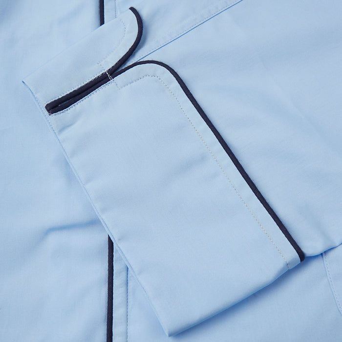 Light Blue Piped Cotton Pyjama Set Image 3