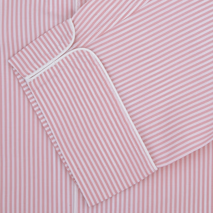 Pink Bengal Stripe Piped Cotton Pyjama Set Image 1