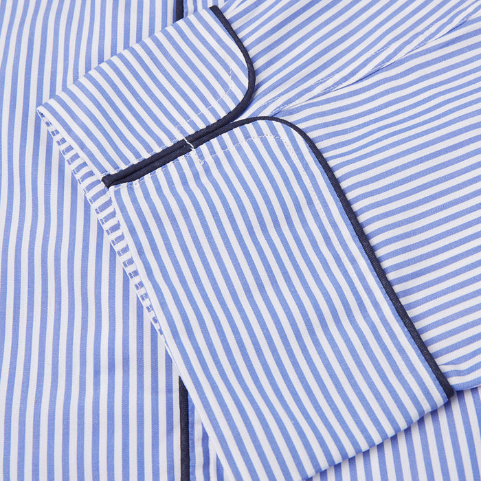 Blue Bengal Stripe Piped Cotton Pyjama Set Image 3