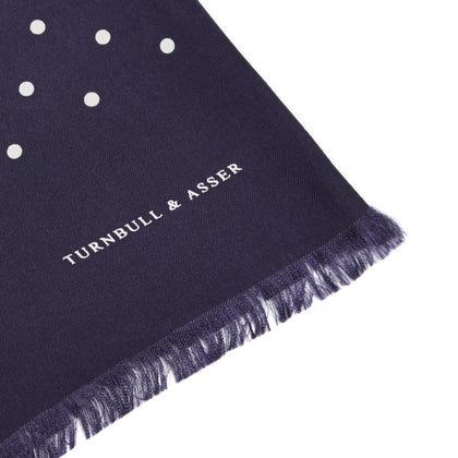 Navy and White Spotted Silk Scarf Image 1
