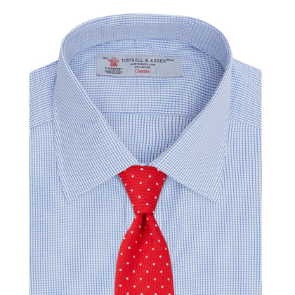 Blue Grid Check Shirt with T&amp;A Collar and 3-Button Cuffs Image 3