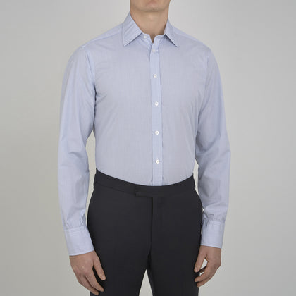Blue Grid Check Shirt with T&amp;A Collar and 3-Button Cuffs Image 1