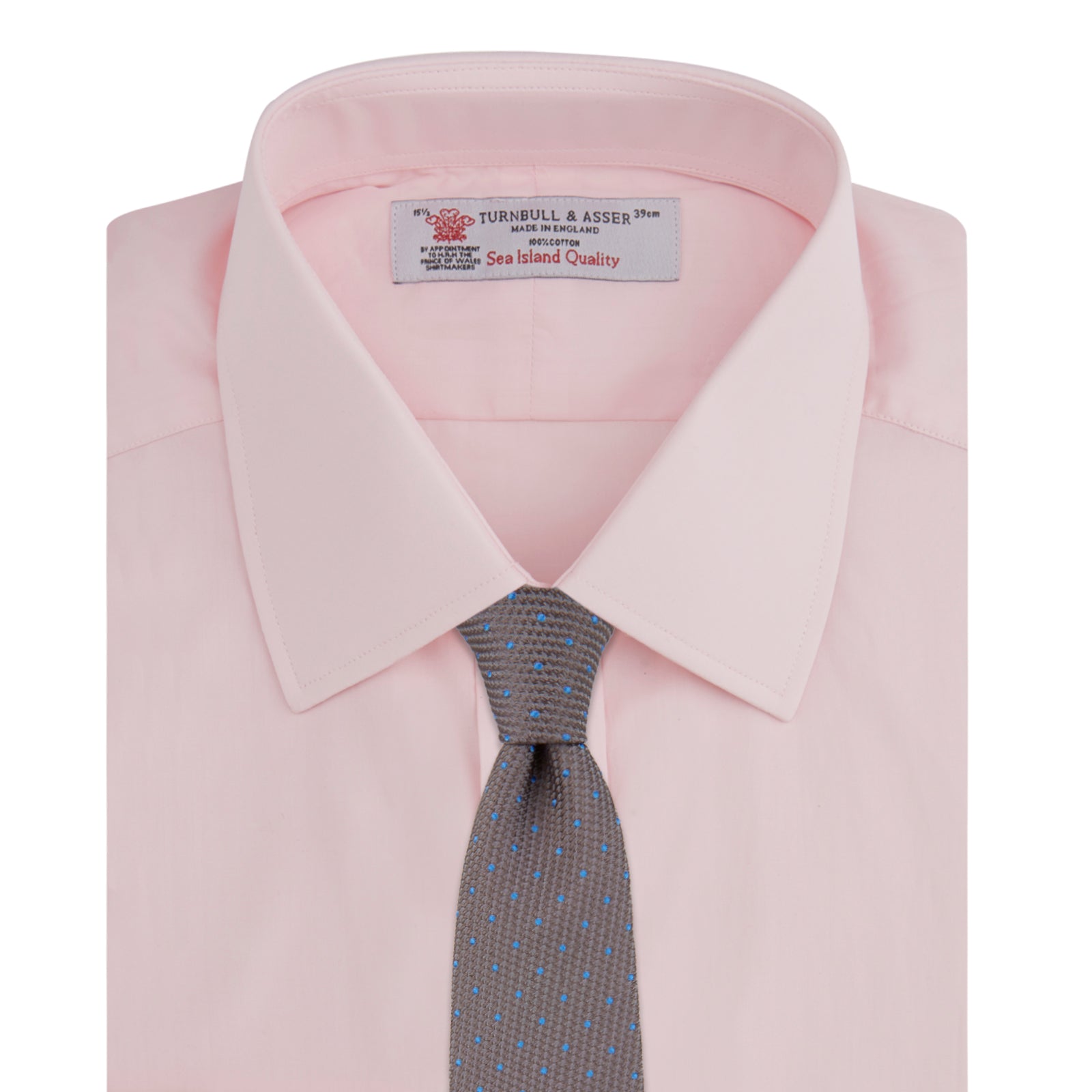 View 4 of product A Turnbull & Asser Light Blue and Navy Piped Silk Pocket Square is shown against a plain white background, highlighting its classic design and fine detailing.