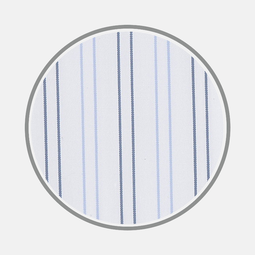 White, Turquoise and Blue Double Stripe Cotton Fabric