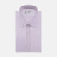 The Pink and Blue Mixed Stripe Shirt by Turnbull & Asser features a T&A collar, double cuffs, and white buttons—perfect for fans of colourful shirts—shown neatly folded against a plain white background.