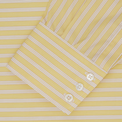 Yellow and White Bold Stripe Shirt with T&A Collar and 3-Button Cuffs Image 1