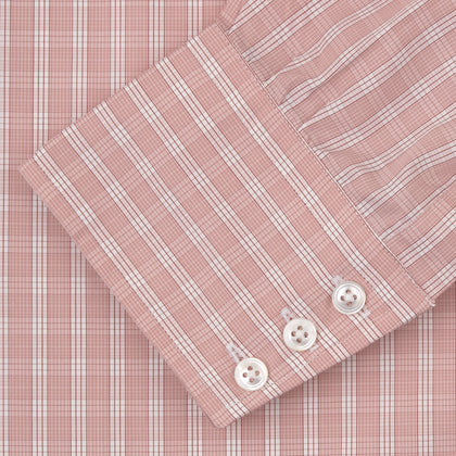 Pink and White Bold Check Shirt with T&amp;A Collar and 3-Button Cuffs Image 1