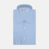 View 1 of product The Turnbull & Asser Green and Blue Windowpane Check Shirt features a T&A collar, 3-button cuffs, and a stylish check pattern, displayed neatly folded against a white background.