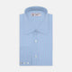 The Turnbull & Asser Green and Blue Windowpane Check Shirt features a T&A collar, 3-button cuffs, and a stylish check pattern, displayed neatly folded against a white background.