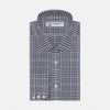 View 1 of product The Turnbull & Asser Navy and Light Blue Archive Check Shirt features a T&A collar, 3-button cuffs, and a classic check pattern—an elegant example of refined shirtmaking.