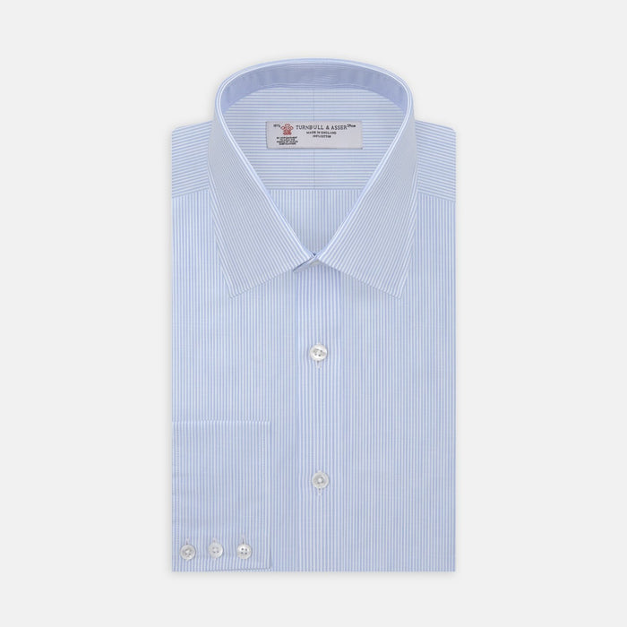 Light Blue and White Stripe Chambray Fabric Image 1