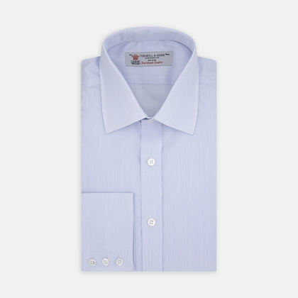 White and Blue Fine Stripe Sea Island Quality Cotton Fabric Image 1