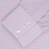 View 2 of product The Pink Rich Stripe Shirt by Turnbull & Asser features a T&A collar, 3-button cuffs, and soft Portland cloth with faint vertical stripes—luxuriously crafted and shown on a white background.