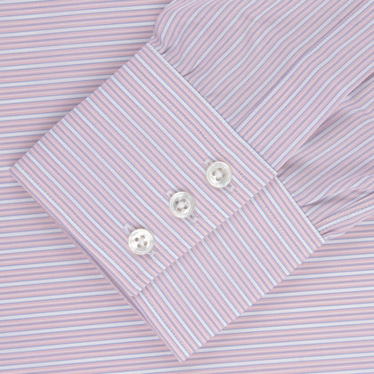 Pink Rich Stripe Shirt with T&A Collar and 3-Button Cuffs Image 1