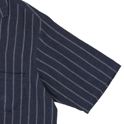 Holiday Fit Stripe Linen Short Sleeve Shirt with Revere Collar Image 2