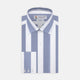 Turnbull & Asser's Tailored Fit Blue and White Stripe Linen Shirt features wide vertical stripes, a concealed button-down collar, and button cuffs—perfect for spring style.