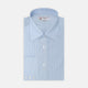The Turnbull & Asser Tailored Fit Light Blue and White Pinstripe Shirt features a Bury collar and 3-button cuffs, neatly folded and displayed on a plain white background.