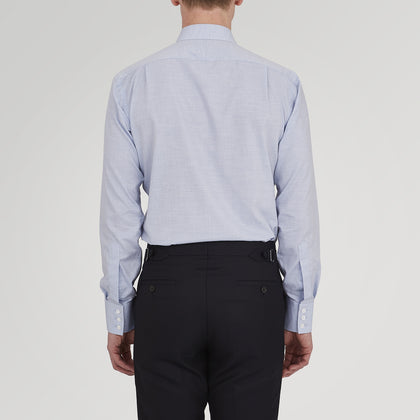 Tailored Fit Light Blue Flannel Shirt with Bury Collar and 3-Button Cuffs Image 3